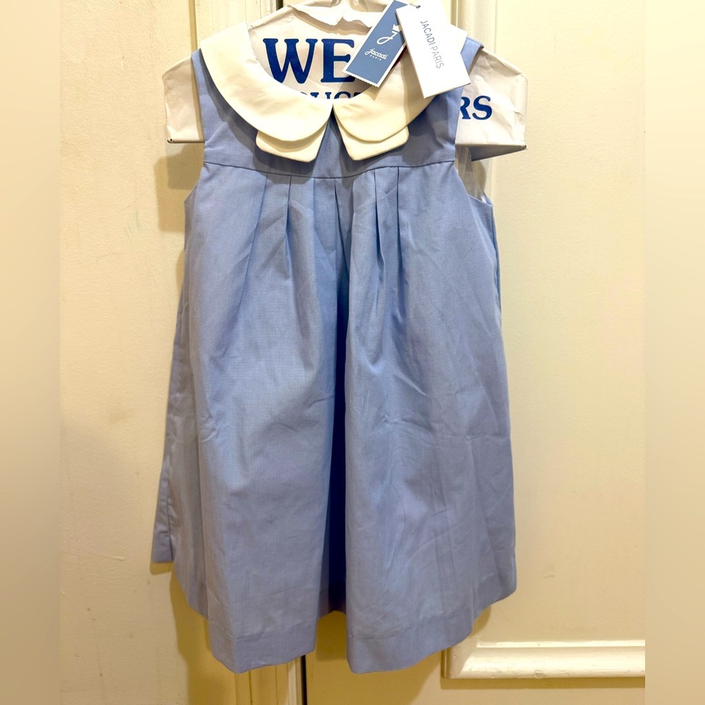 Jacadi Light Blue Sleeveless Dress with White Collar